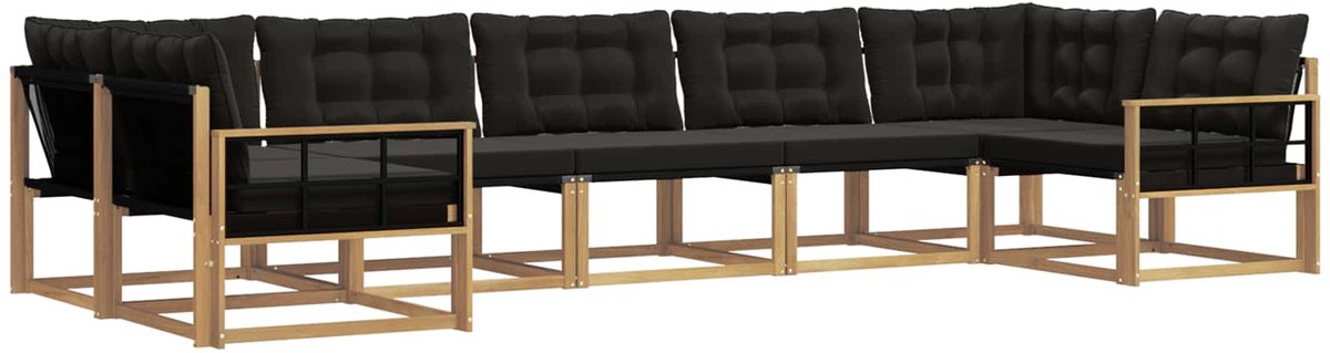 vidaXL Buiten - bank - set - 7 - st - 7-zits - Wit - en - zwart Wit en zwart