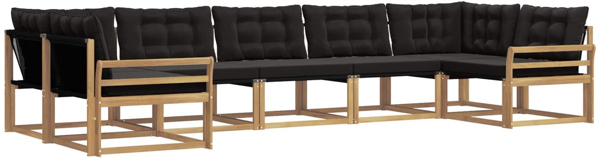 vidaXL Buiten - bank - set - 7 - st - 7-zits - Wit - en - zwart Wit en zwart