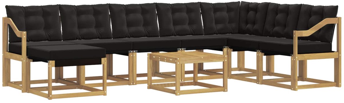 vidaXL Buiten - bank - set - 9 - st - 8-zits - Wit - en - zwart Wit en zwart