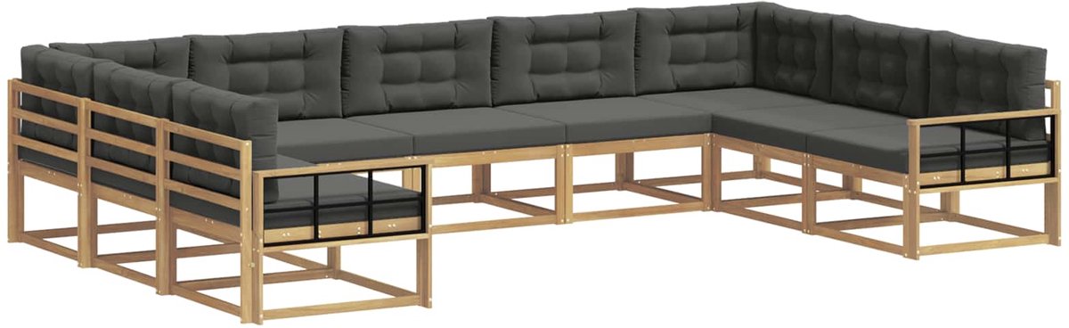 vidaXL Buiten - bank - set - 9 - st - 9-zits - Wit - en - antracietkleurig Wit en antracietkleurig