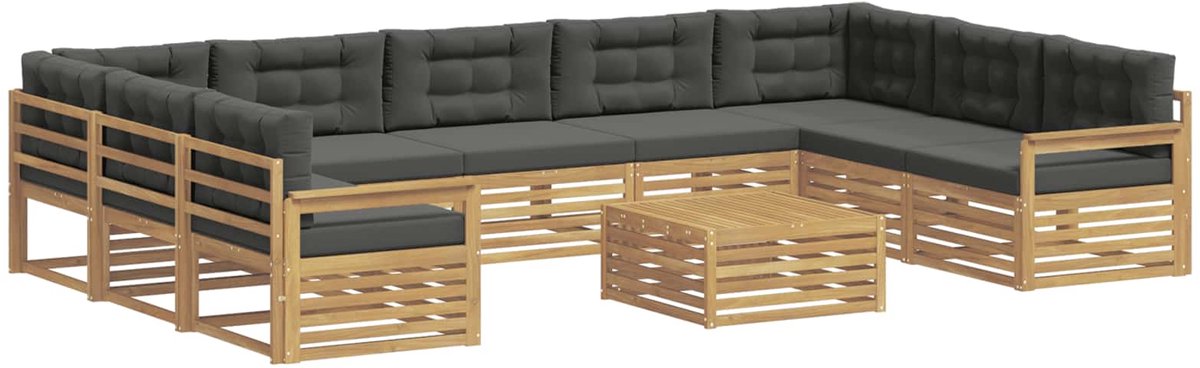 vidaXL Buiten - bank - set - 10 - st - 9-zits - Wit - en - antracietkleurig Wit en antracietkleurig