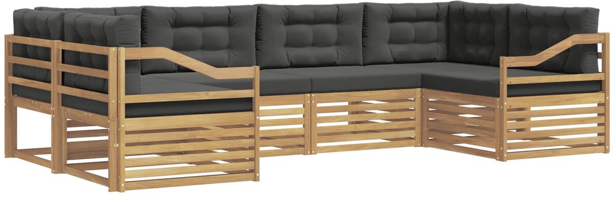 vidaXL Buiten - bank - set - 6 - st - 6-zits - Wit - en - antracietkleurig - Polyester Wit en antracietkleurig