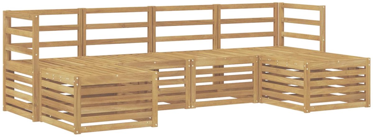 vidaXL Buiten - bank - set - 6 - st - 6-zits - Wit - Massief - Acacia - Hout