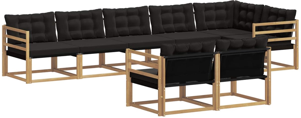 vidaXL Buiten - bank - set - 8 - st - 8-zits - Wit - en - zwart Wit en zwart