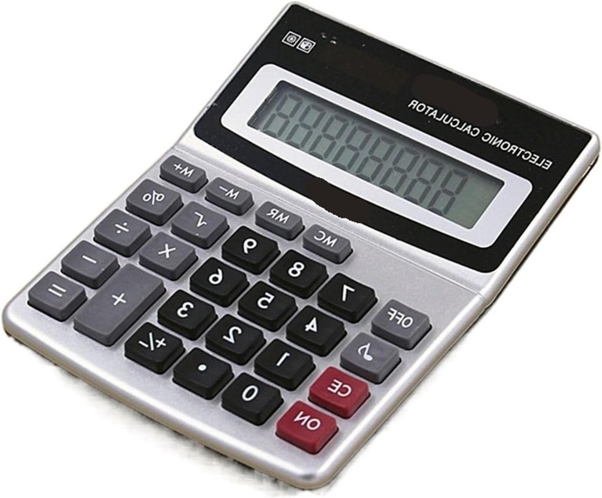 Rekenmachine Desktop - Zakelijke Computer - Kantoor Benodigdheden - Groot Lettertype - 500 Gram - Zilver Zwart