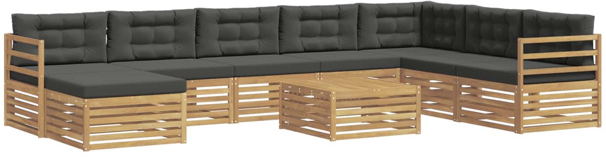 vidaXL Buiten - bank - set - 9 - st - 8-zits - Wit - en - antracietkleurig - Polyester Wit en antracietkleurig