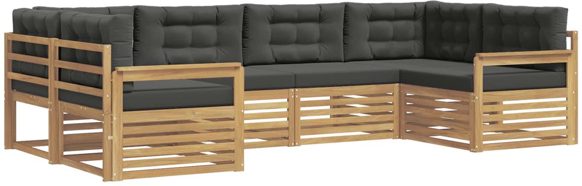 vidaXL Buiten - bank - set - 6 - st - 6-zits - Wit - en - antracietkleurig Wit en antracietkleurig