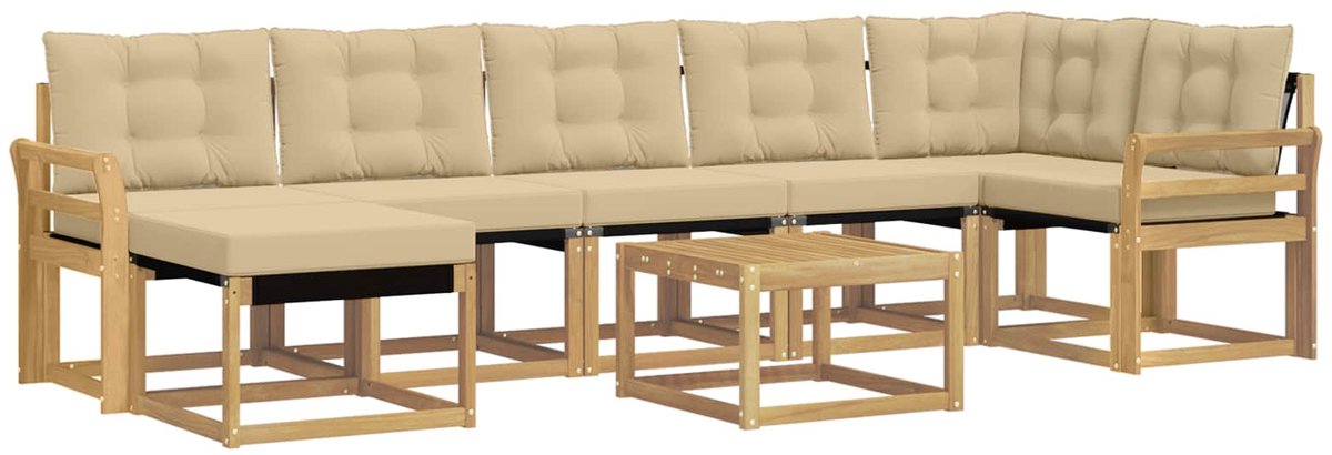 vidaXL Buiten - bank - set - 8 - st - 7-zits - Wit - en - Beige Wit en Beige