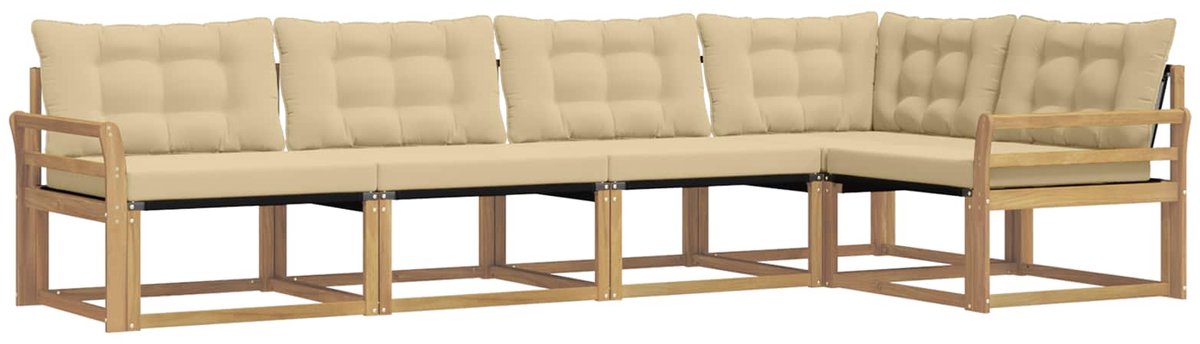 vidaXL Buiten - bank - set - 5 - st - Wit - en - Beige Wit en beige