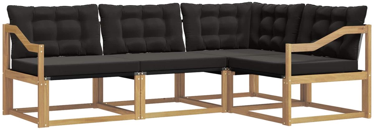 vidaXL Buiten - bank - set - 4 - st - Wit - en - zwart Wit en zwart