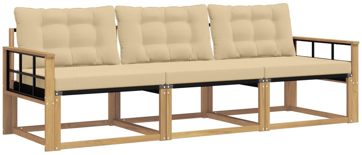 vidaXL - Buiten - bank - set - 3 - st - Wit - en - Beige