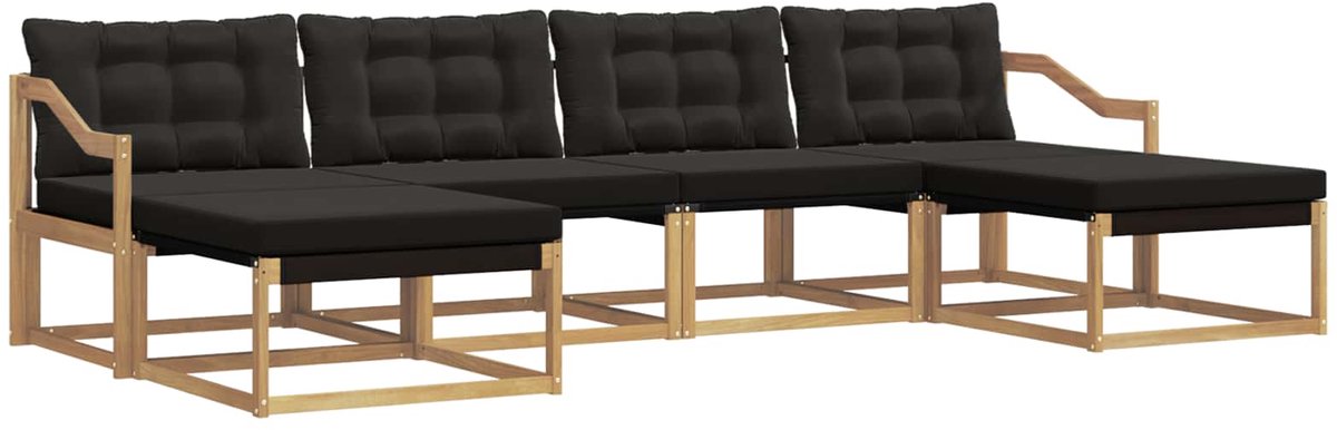 vidaXL Buiten - bank - set - 6 - st - 6-zits - Wit - en - zwart Wit en zwart