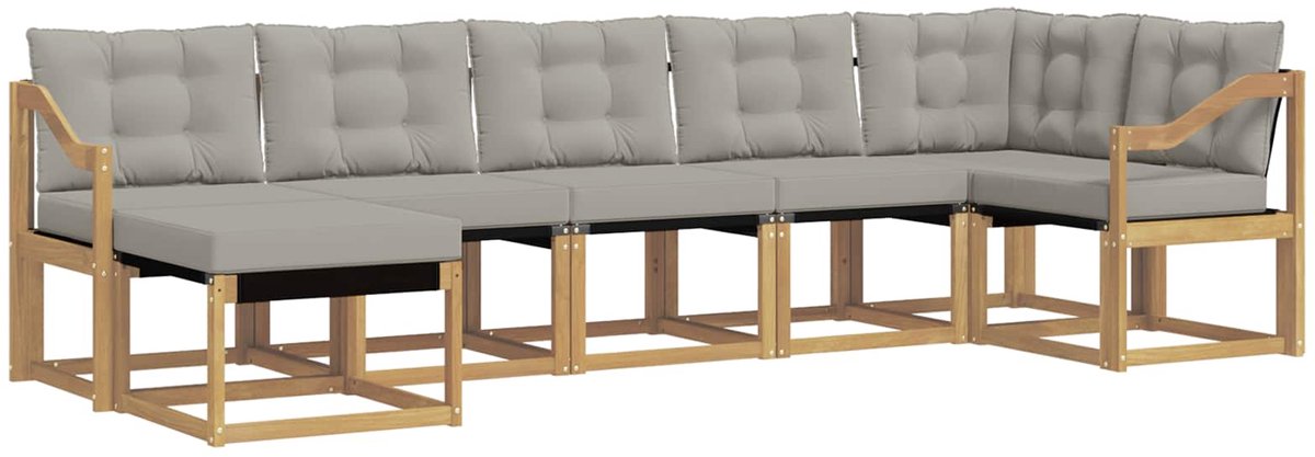 vidaXL Buiten - bank - set - 7 - st - 7-zits - White - and - Light - Grey Wit en lichtgrijs