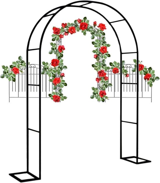 Metalen Tuinboog - Klimplantsteun Boog - Decoratieve Tuinondersteuning - Weerbestendig Gepoedercoat Staal - B2.8M*H2.2M - Zwart