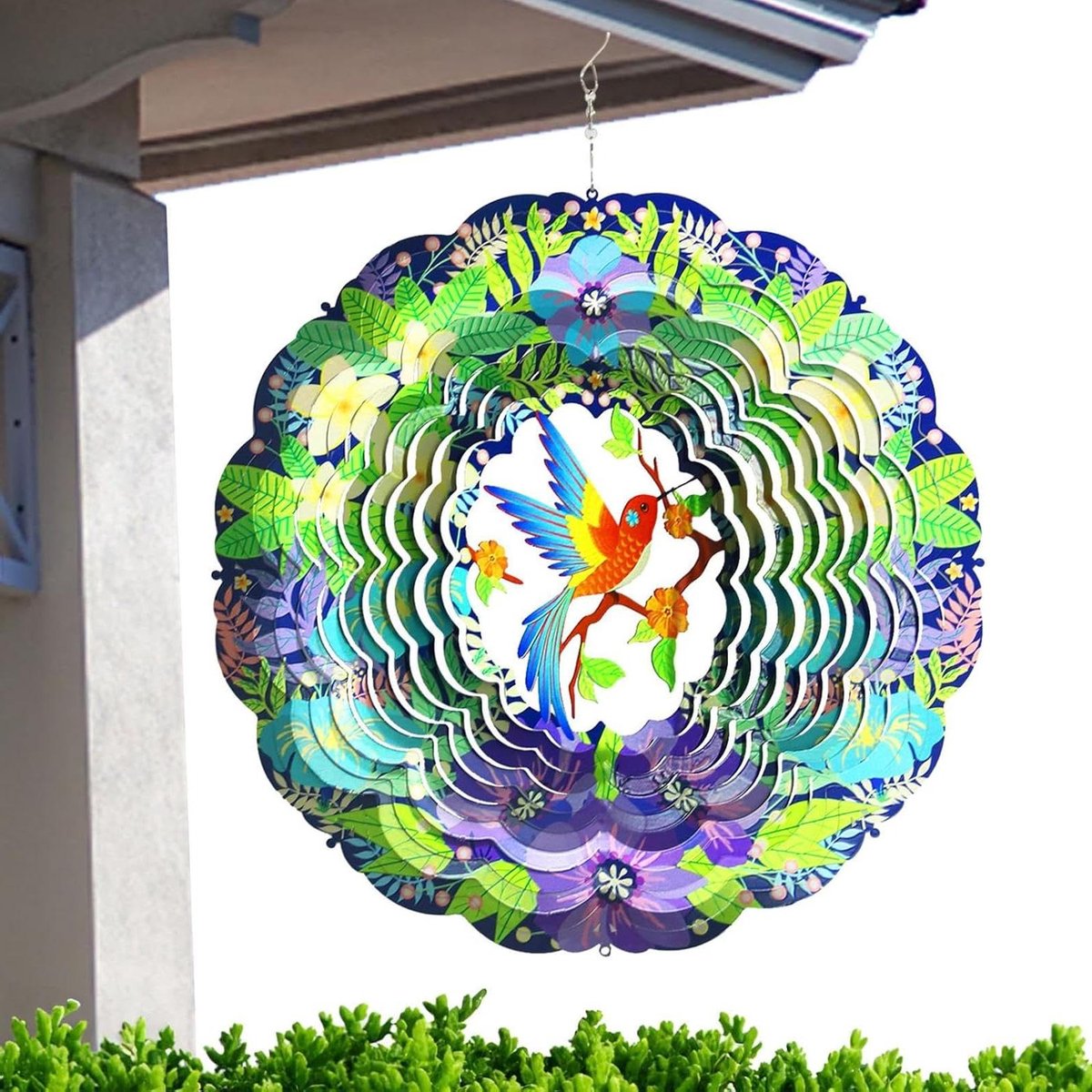 Metalen Windspinner - Draaiende Decoratie - Buiten Decoratie - Roestvrij Staal - 30 x 30 cm - Multicolor
