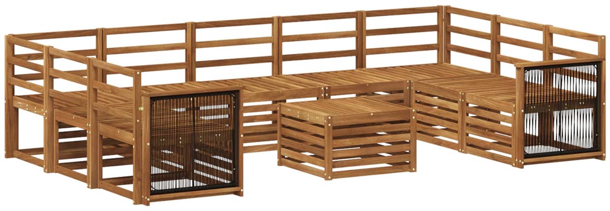 vidaXL Buiten - bank - set - 10 - st - 9-zits - Naturel - Massief - Acacia - Hout