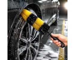 Dunlop Velgenborstel 46 x 9,5 cm - Randborstel voor Velgen en Autowielen - Velgenreiniger met Knokkelbescherming en Rubber Tip - Zwart en Geel