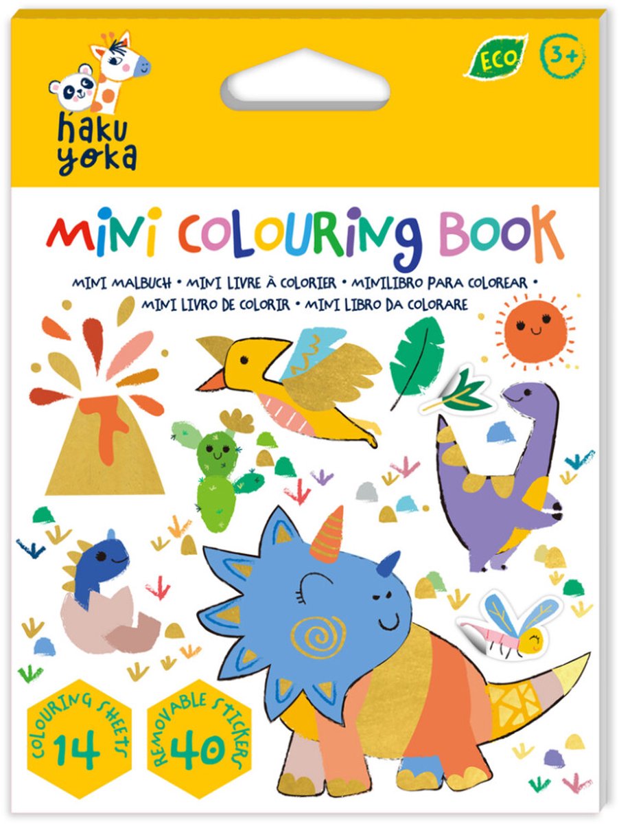 Haku Yoka kleurboek dino - Mini kleurplezier voor kinderen.