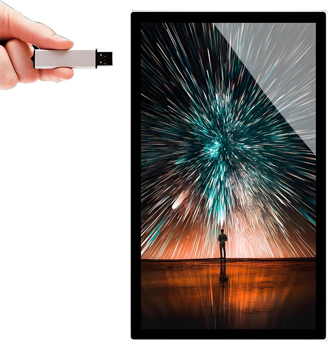Digitale Reclame Display - Videomonitor Scherm - Bedrijfsreclame Tonen - Gehard Explosiebestendig Glas - 21.5 Inch - Zwart