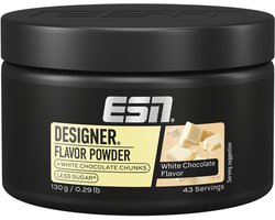 ESN Designer Flavor Powder White Chocolate - 130g (43 porties) - Smaakpoeder met 30% Witte Chocoladestukjes, voor Kwark, Yoghurt en Havermout, Made in Germany