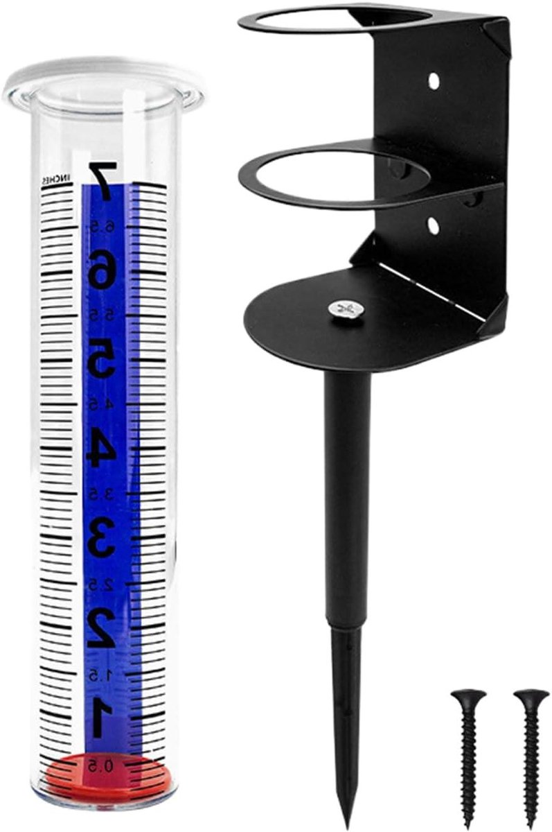 Regenmeter Tuin - Meetgereedschap Weer - Weer Monitoren - Stabiele Metalen Standaard - 26 cm Hoog - Transparant