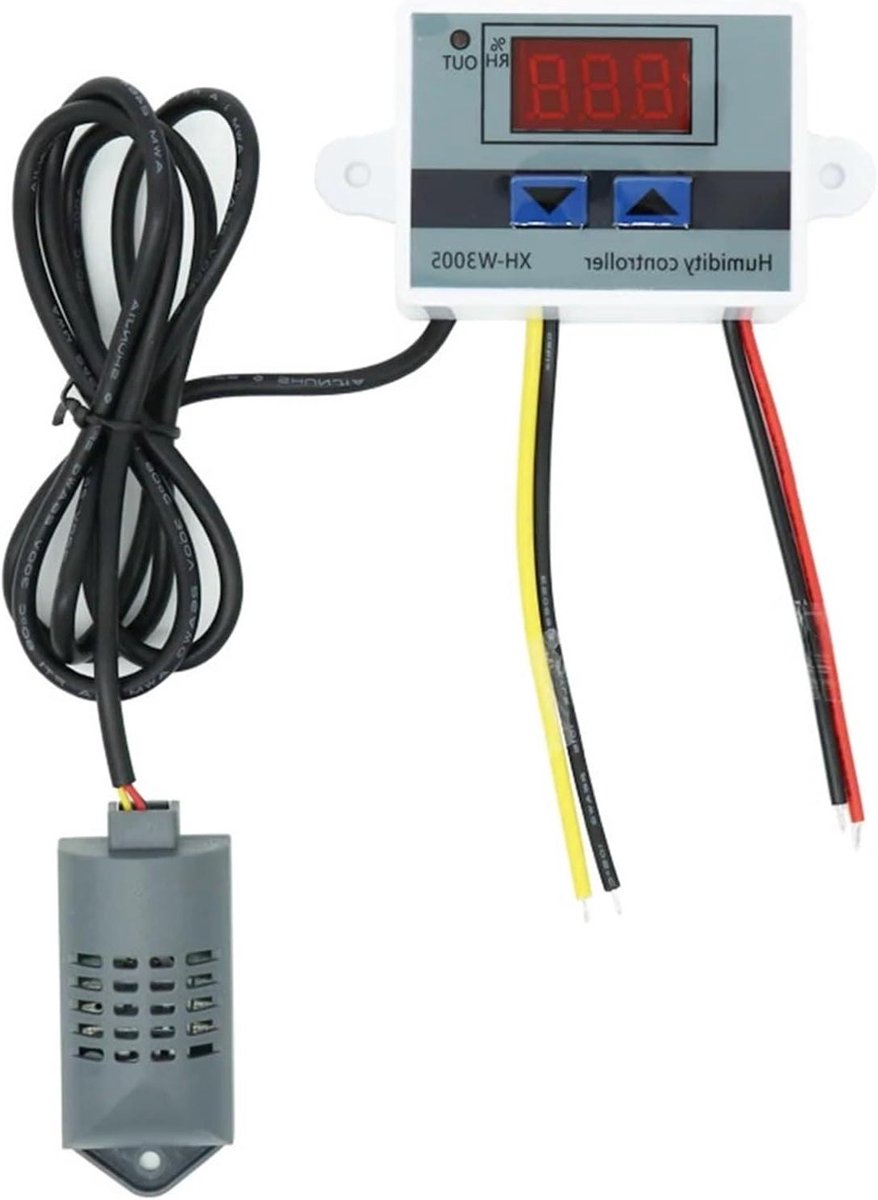 Digitale Vochtigheidsregelaar - Hygrostaat Sensor - Klimaat Beheersing - Met SHT20 Sensor - 12V 24V 220V - Zwart