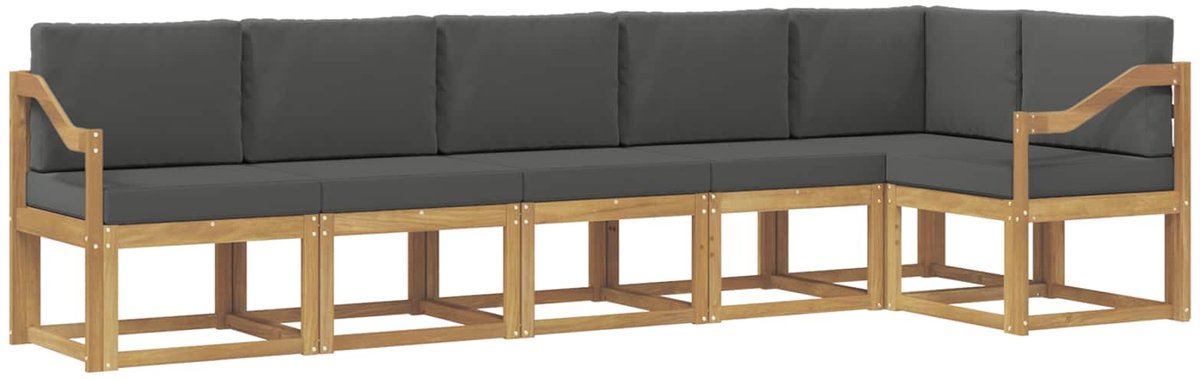 vidaXL Buiten - bank - set - 6 - st - Wit - en - antracietkleurig - Polyester Wit en antracietkleurig