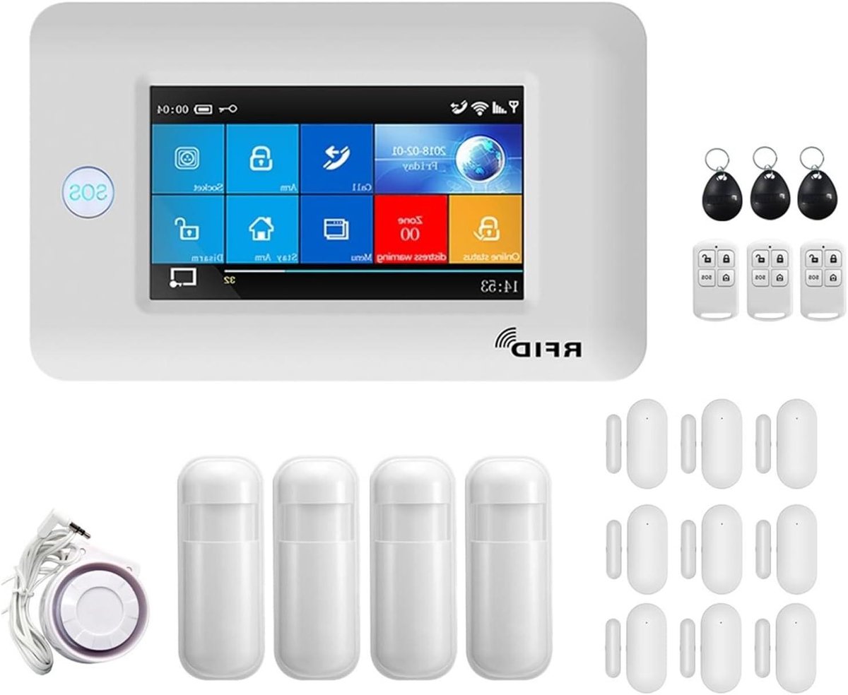 Alarmsysteem Woning - Inbraakalarm GSM - Huis Beveiligen - Touchscreen Bediening - 160 mm - Zwart