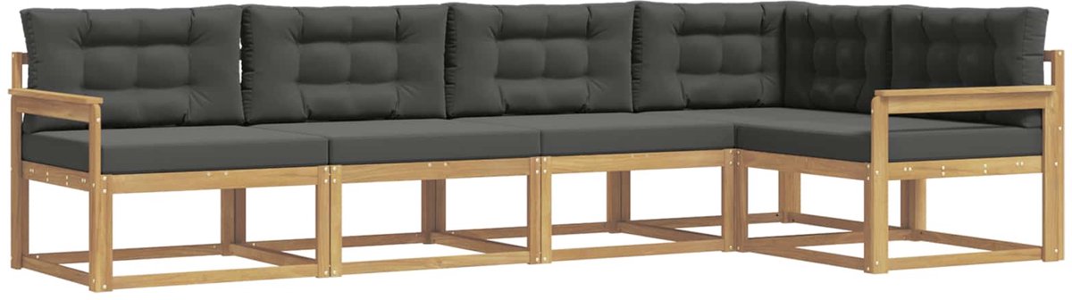 vidaXL Buiten - bank - set - 5 - st - 5-zits - Wit - en - antracietkleurig Wit en antracietkleurig