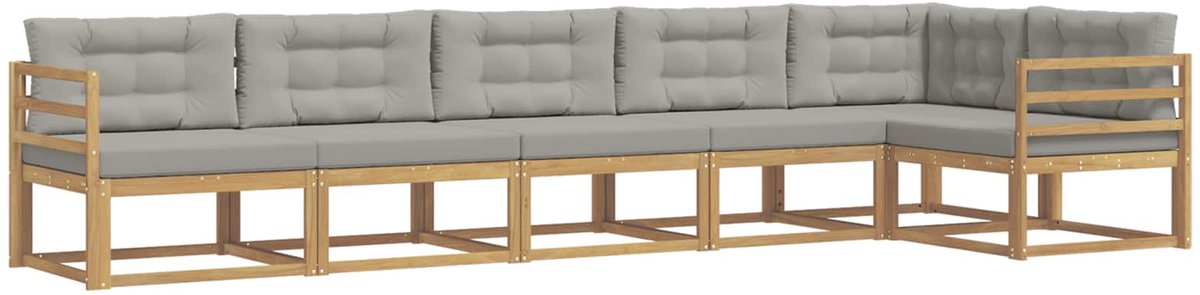 vidaXL Buiten - bank - set - 4 - st - 6-zits - Wit - en - Lichtgrijs - Polyester Wit en Lichtgrijs