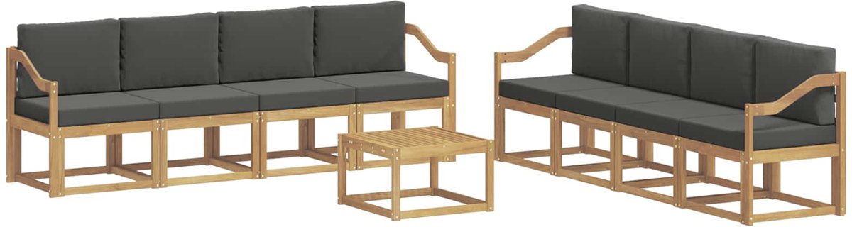 vidaXL Buiten - bank - set - 9 - st - 8-zits - Wit - en - antracietkleurig Wit en antracietkleurig