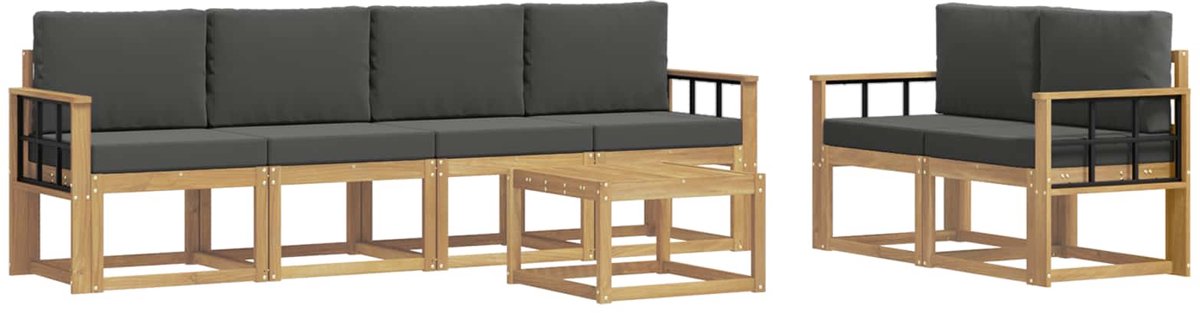 vidaXL Buiten - bank - set - 7 - st - 6-zits - Wit - en - antracietkleurig Wit en antracietkleurig