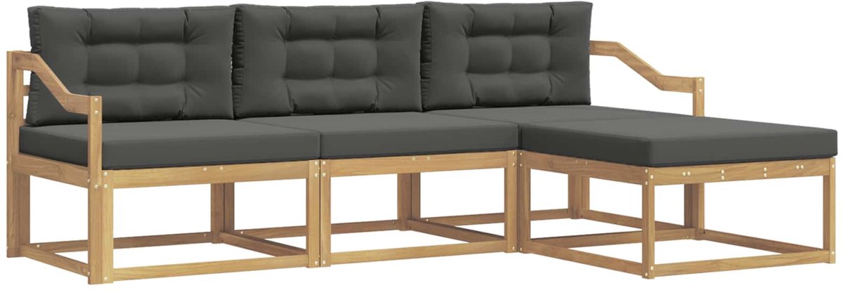 vidaXL Buiten - bank - set - 4 - st - Wit - en - antracietkleurig - Polyester Wit en antracietkleurig