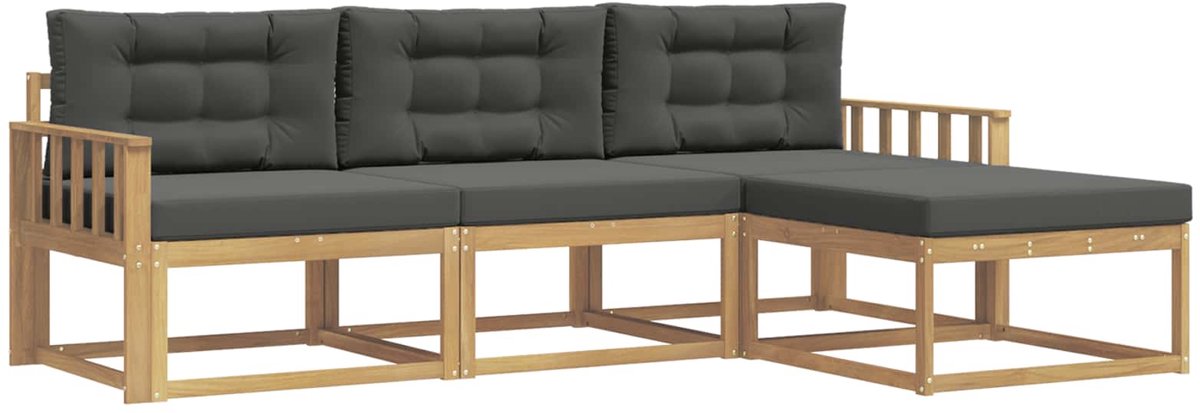 vidaXL Buiten - bank - set - 4 - st - Wit - en - antracietkleurig - Polyester Wit en antracietkleurig