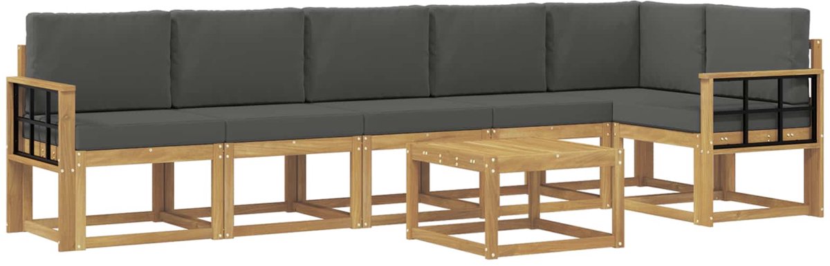 vidaXL Buiten - bank - set - 7 - st - 6-zits - Wit - en - antracietkleurig - Polyester Wit en antracietkleurig