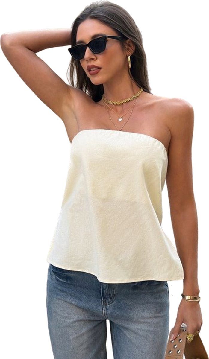 Strapless Dames Top - Wit - Mouwloos - Topje