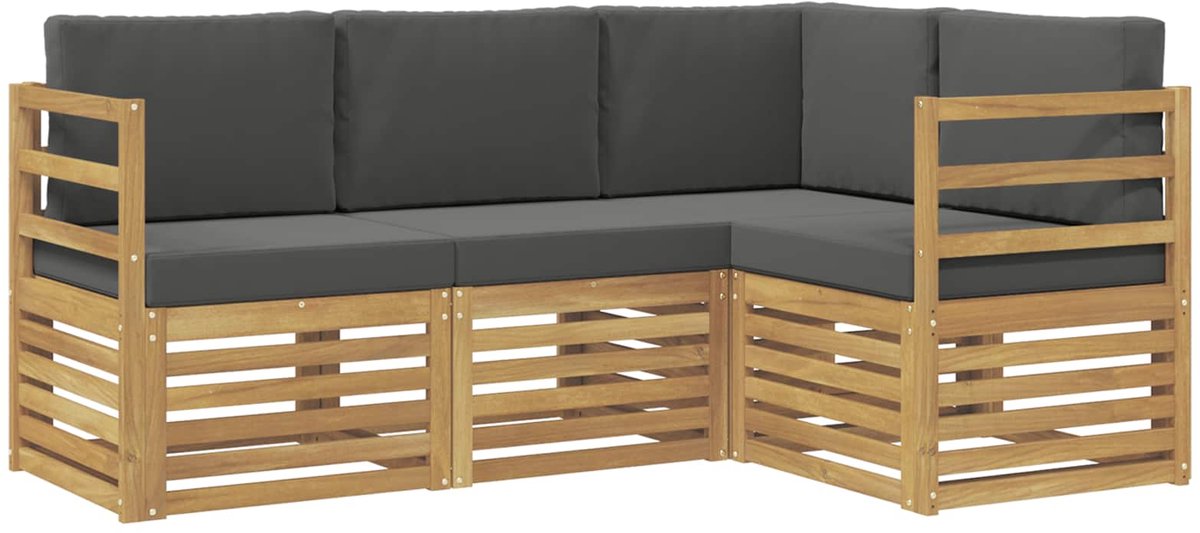 vidaXL Buiten - bank - set - 4 - st - 4-zits - Wit - en - antracietkleurig - Polyester Wit en antracietkleurig
