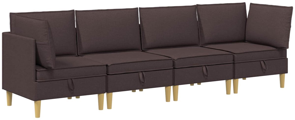 vidaXL Modulaire - bankset - met - opslag - 4 - st - Donkerbruin - 280 - x - 70 - x - 82 - cm