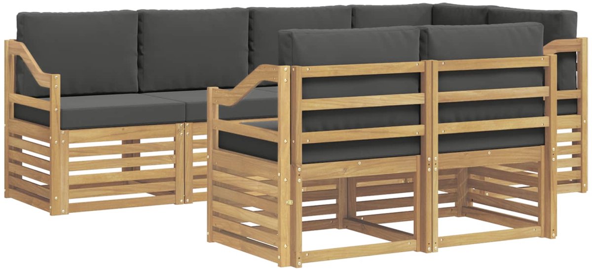 vidaXL Buiten - bank - set - 7 - st - 7-zits - Wit - en - antracietkleurig - Polyester Wit en antracietkleurig