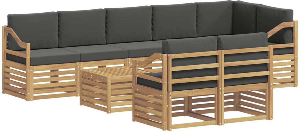 vidaXL Buiten - bank - set - 9 - st - 8-zits - Wit - en - antracietkleurig - Polyester Wit en antracietkleurig
