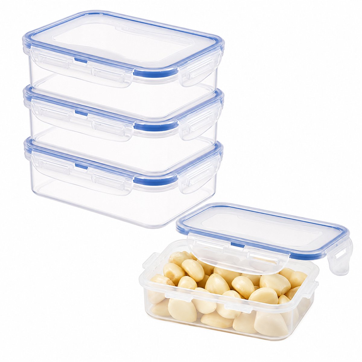 Lock&Lock Diepvriesbakjes - Meal prep bakjes - Vershoudbakjes - 360 ml - Set 4 stuks - 100% Lekvrij - BPA vrij - PFAS vrij - Magnetron bakjes met deksel - Diepvriesdozen - Bewaarbakjes - Vershouddoos - Transparant — afbeelding 1