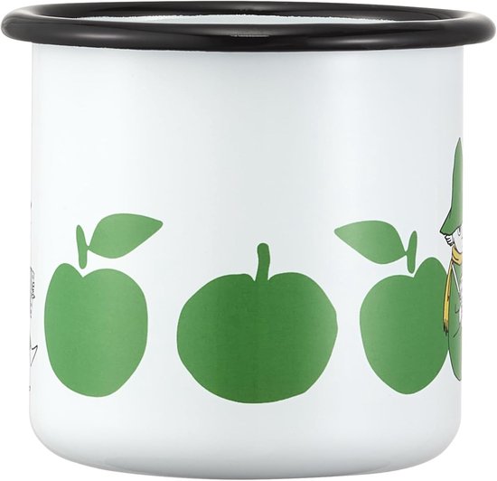 Emaille Mok - Muurla Mok Mok - Warme Dranken - Nostalgische Illustratie - 037 L - Wit — afbeelding 2