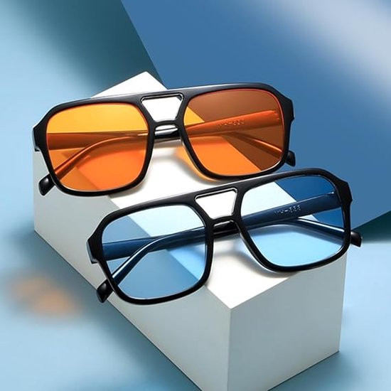 Zonnebrillen - 3 stuks– Vierkant montuur, dubbele neusbrug - UV380-bescherming - Zwarte monturen - Unisex - Retro-stijl - Rechthoekige vorm - Flat-top design - Trendy zonnebrillen - Kleuren: Grijs, Roze, Grijs — afbeelding 3