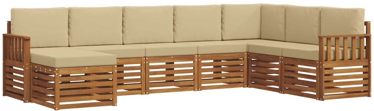 vidaXL Buiten - bank - set - 8 - st - 8-zits - Natuurlijk - en - Beige Natuurlijk en Beige