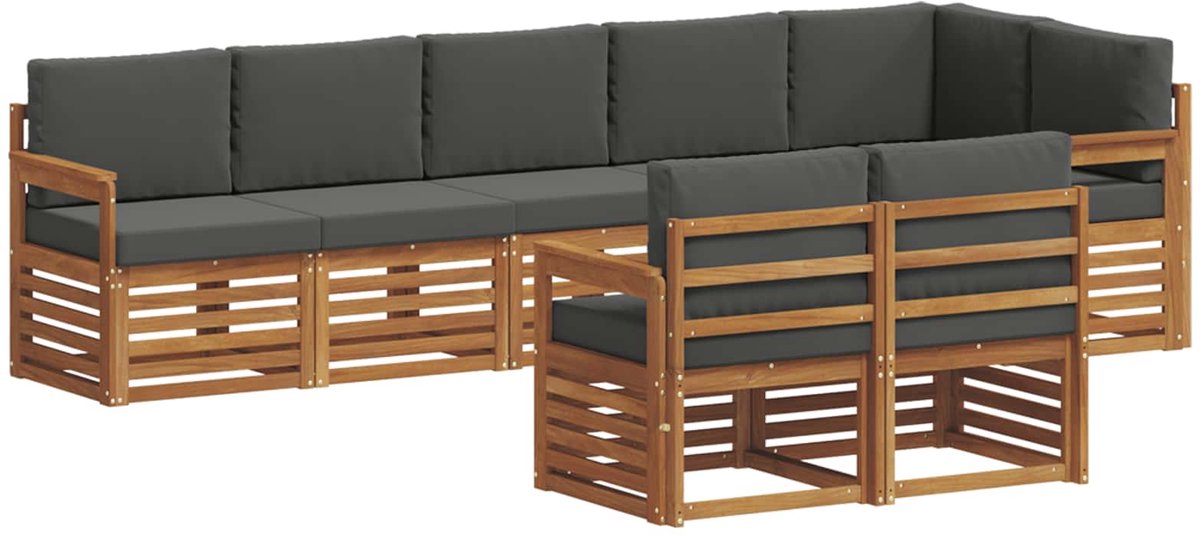 vidaXL Buiten - bank - set - 8 - st - Natuurlijk - en - Antraciet - Polyester Natuurlijk en Antraciet