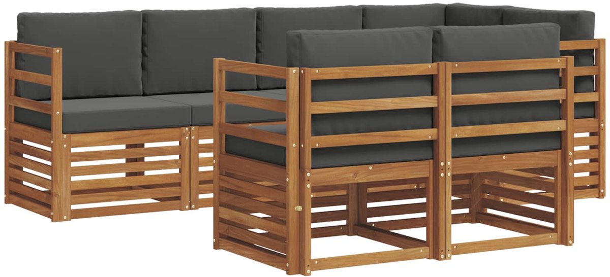 vidaXL Buiten - bank - set - 7 - st - Natuurlijk - en - Antraciet - Polyester Natuurlijk en Antraciet