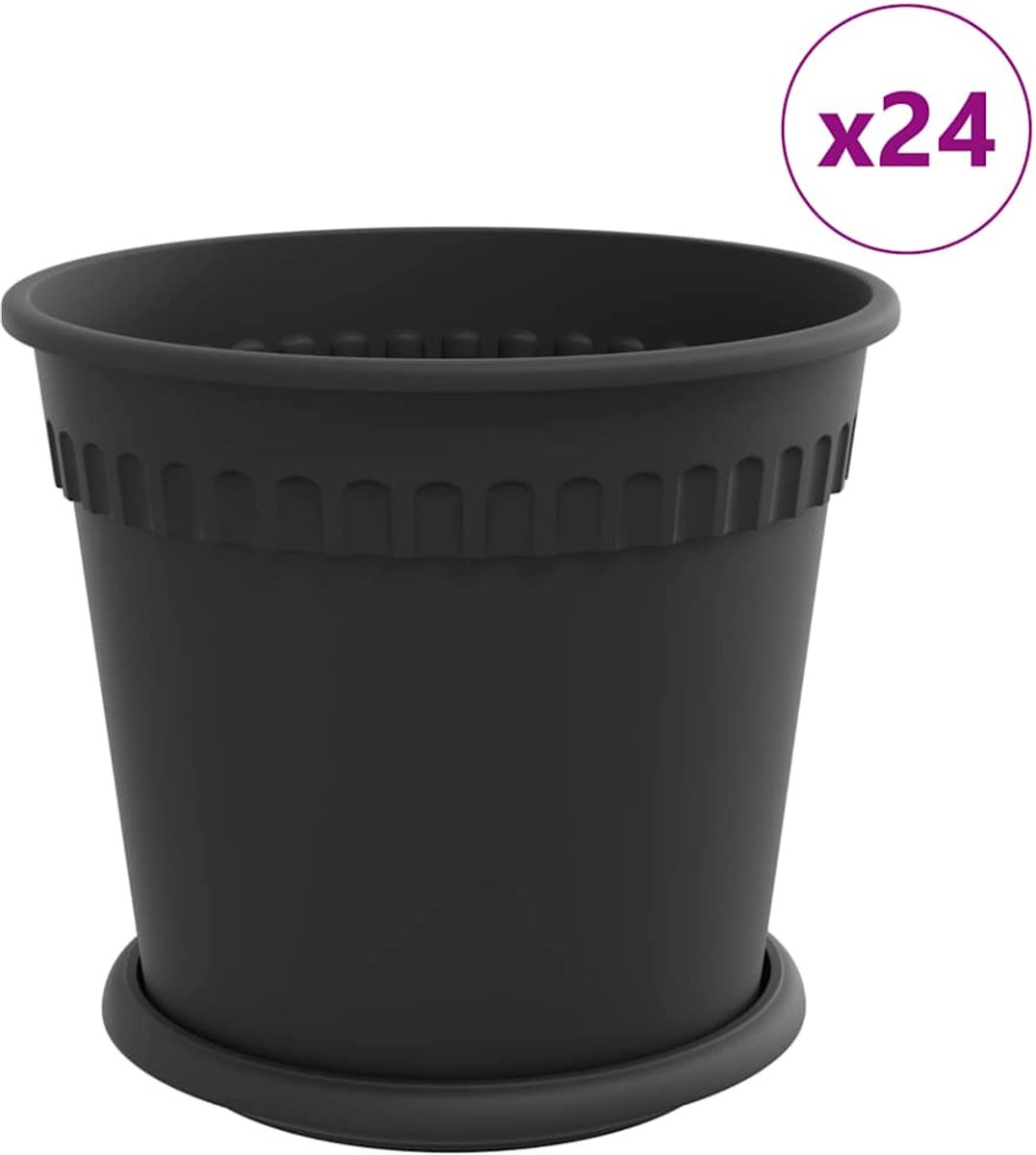 vidaXL Plantenpotten - 24 - st - Zwart - Kunststof