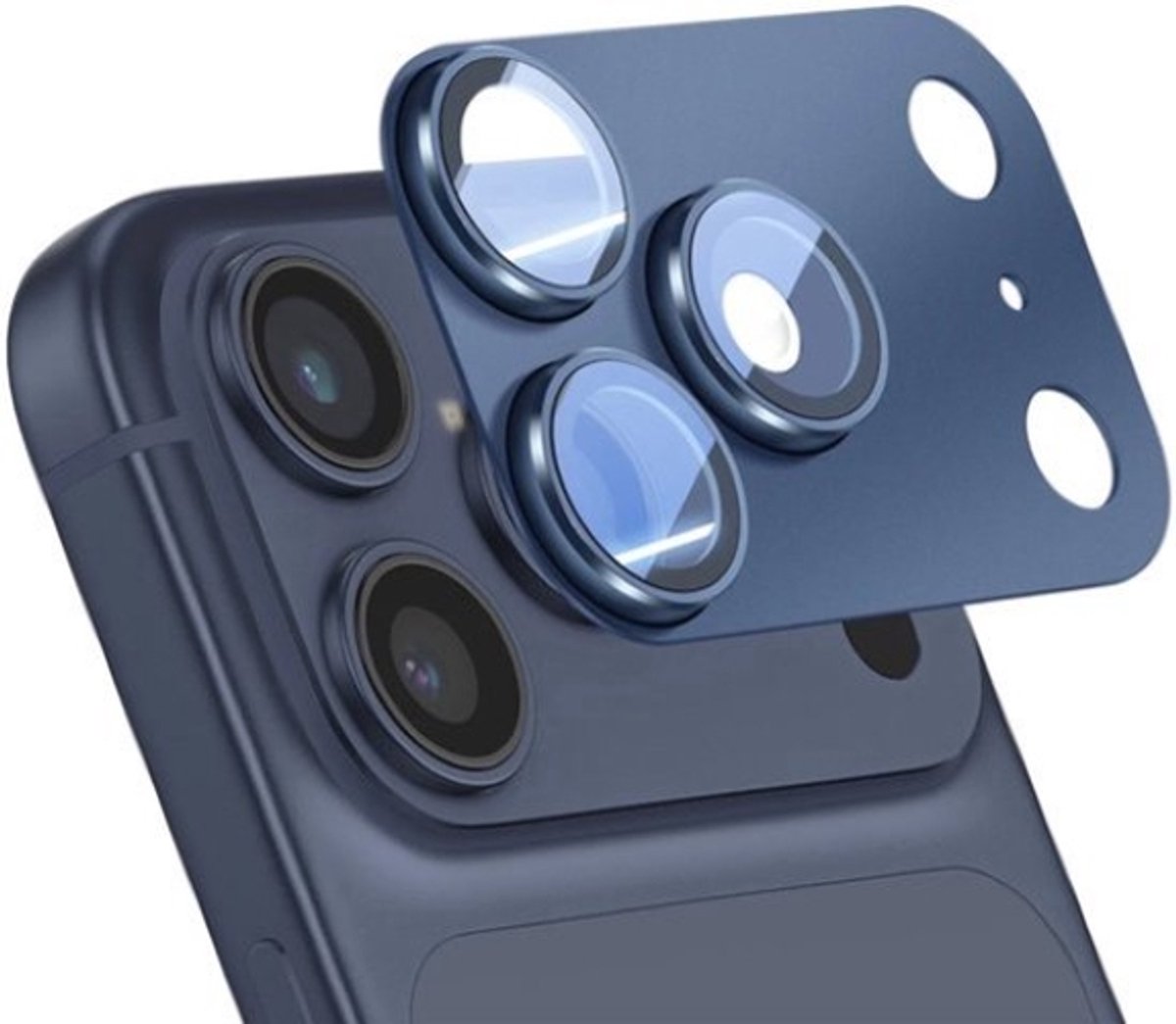 Camera Lens Protector Geschikt voor iPhone 17 Pro / 18 Pro – Donkerblauw | 9H Glas | Aluminium Frame | Volledige Dekking | Helder & Krasbestendig