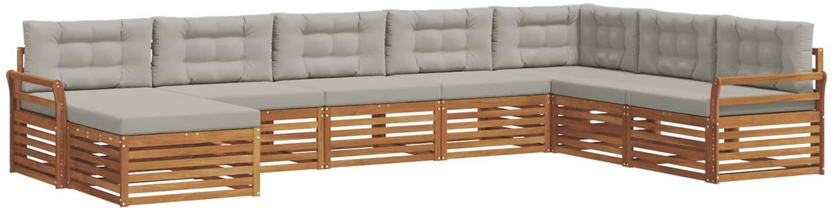 vidaXL Buiten - bank - set - 8 - st - 7-zits - Naturel - en - lichtgrijs Naturel en lichtgrijs