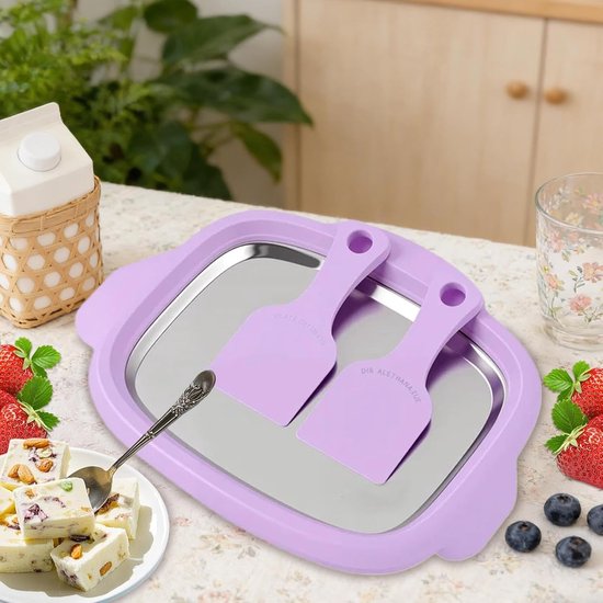 IJsmachine Roestvrij Staal - Dessert Maker - Zelf Desserts Maken - Snel Vriesdesign - 25 cm - Paars — afbeelding 3